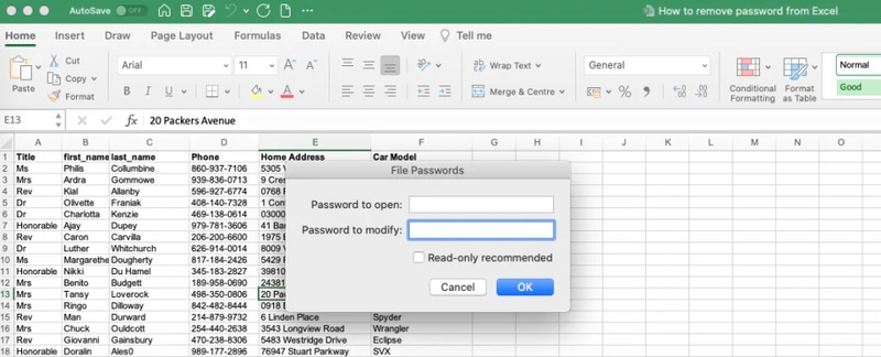 remove password protection from excel on mac