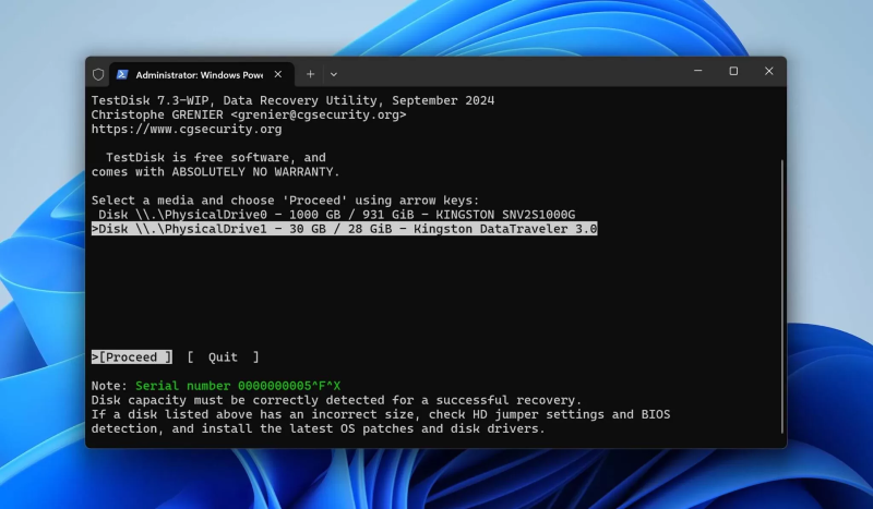 select the raw drive to recover
