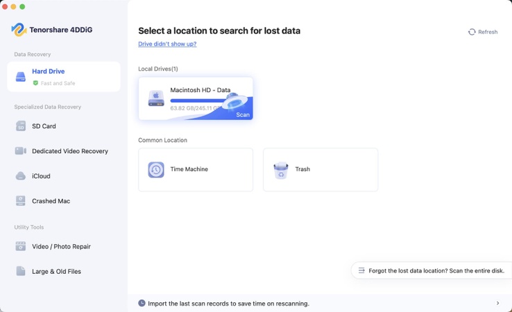 choose where to recover the files