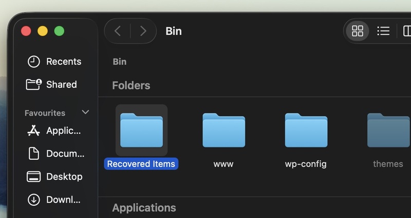 find the recovered items from the bin on mac
