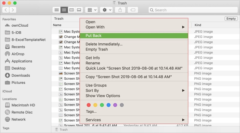 check the trash on mac