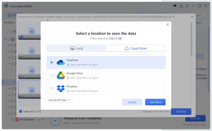save the restored files to another location