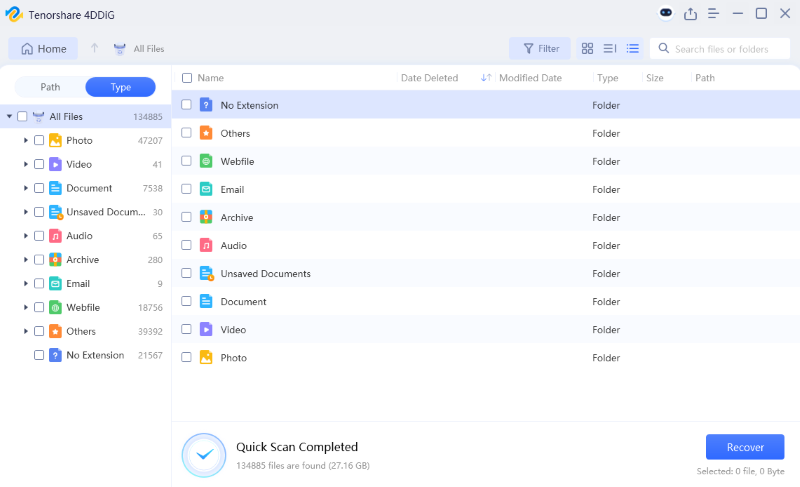 start scanning the files with 4ddig
