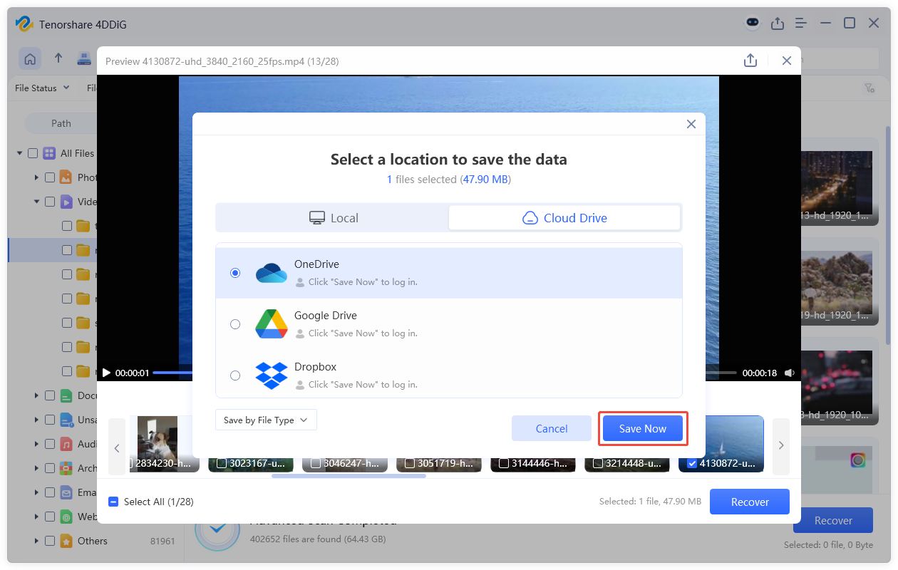 store recovered videos to cloud